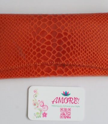 Orange Snake Skin Leather Wallet