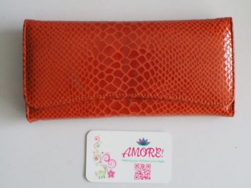 Orange Snake Skin Leather Wallet
