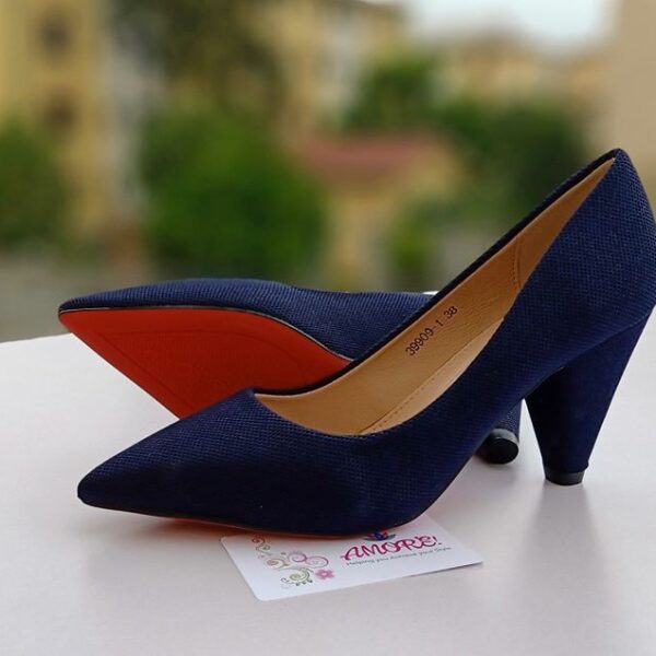 navy blue chunky heel shoes
