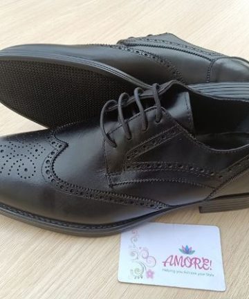 Safari black detailed brogue