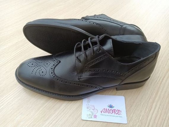 Safari black detailed brogue
