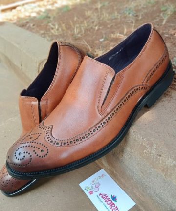 Brown brogue slip on