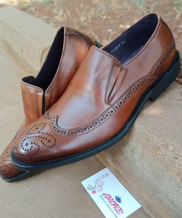 Coffee brown brogue slip on