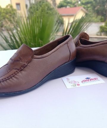 Coffee brown low wedge mocassin