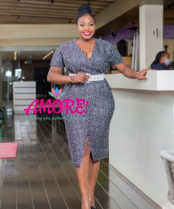 Black and white polka dress with front slit