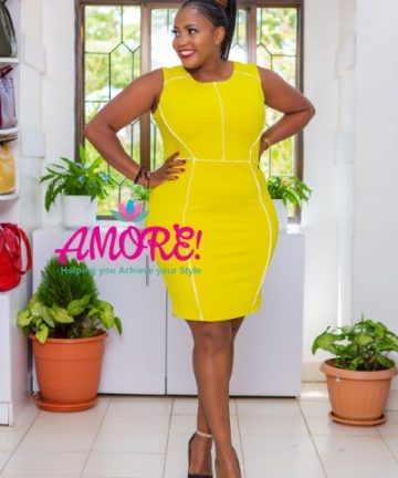 Mustard green and white bodycon