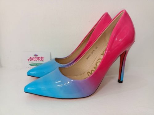 Ombre baby blue and pink heel