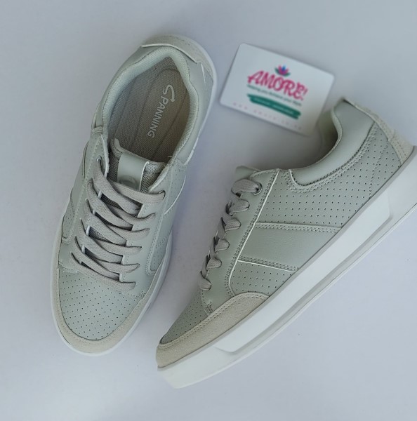 Light grey sneaker with white sole