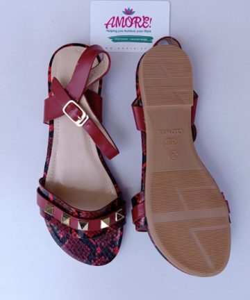 Red black studded sandal