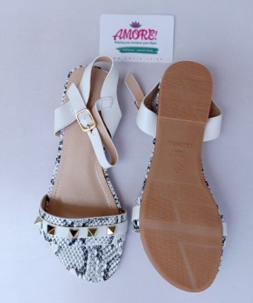 White black studded sandal