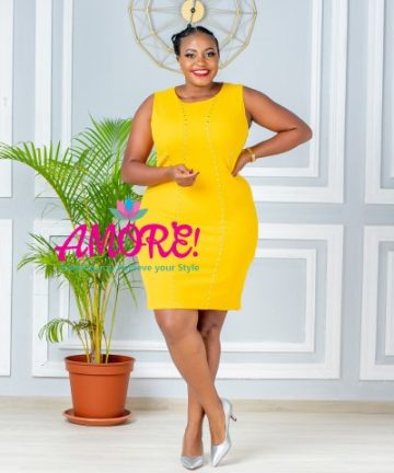 Mustard yellow dress with silver studs