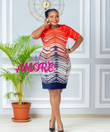 Red multicolored striped dress