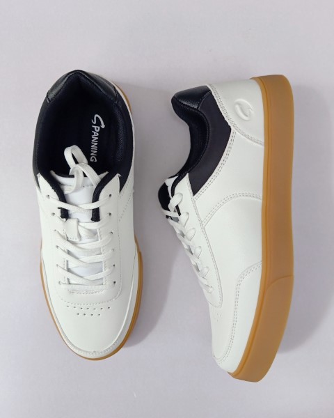 White black sneaker with brown sole - Amore Kenya