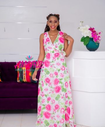 Long floral chiffon maxi dress