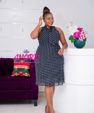 Sleeveless chiffon polka skater dress