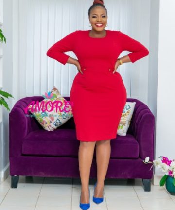 Burgandy  Office dress cup sleeve with belt design