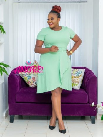 Lime belted dress office casual