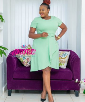 Lime belted dress office casual