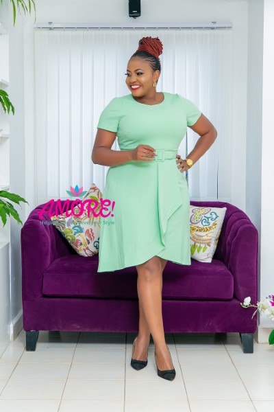 Lime belted dress office casual