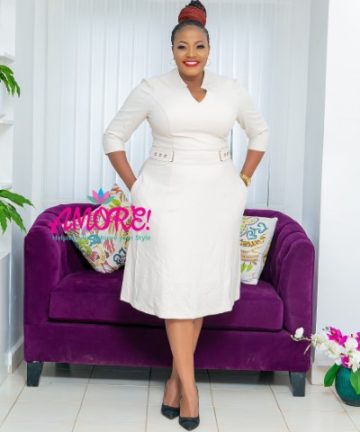 Off White Office dress cup sleeve with belt design