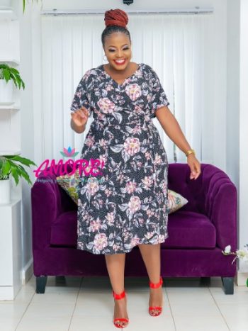 Plus Size Black and pink floral dress