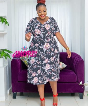 Plus Size Black and pink floral dress