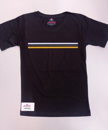 Black tee with stripe print