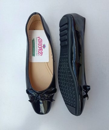 Black wetlook doll shoe