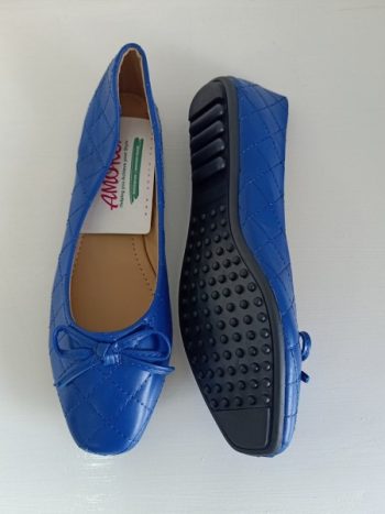 Blue diagonal printed doll shoe