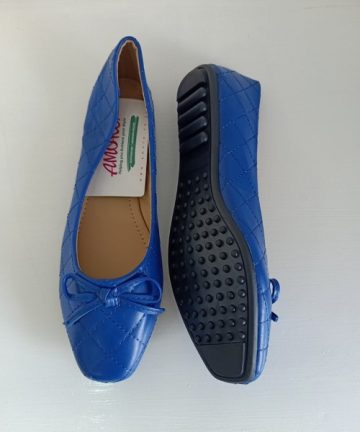 Blue diagonal printed doll shoe