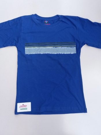 Blue tee with striped print