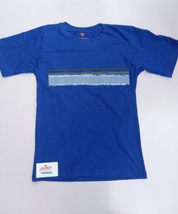 Blue tee with striped print