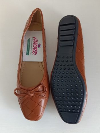 Brown diagonal printed doll shoe