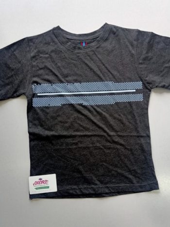 Grey tee with dotted stripe print