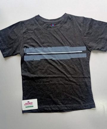 Grey tee with dotted stripe print