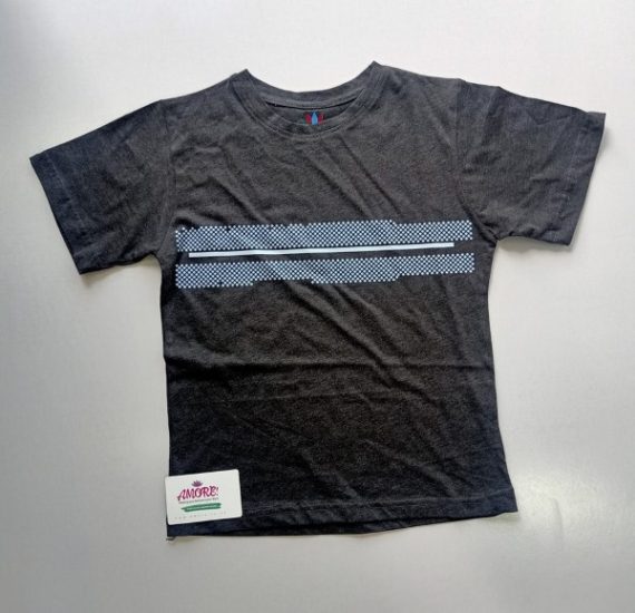 Grey tee with dotted stripe print