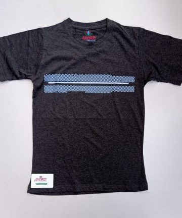 Grey tee with white striped print