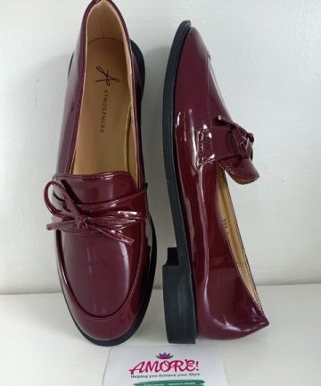 Maroon wetlook moccasin