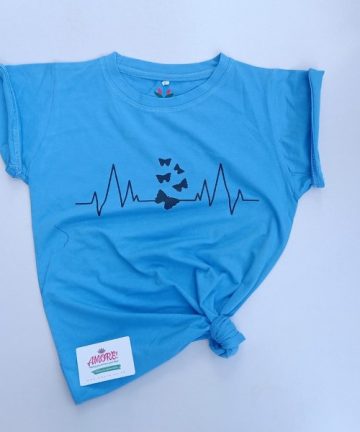 Sky blue tee with pattern