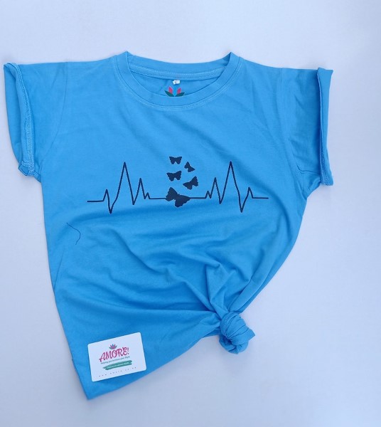Sky blue tee with pattern