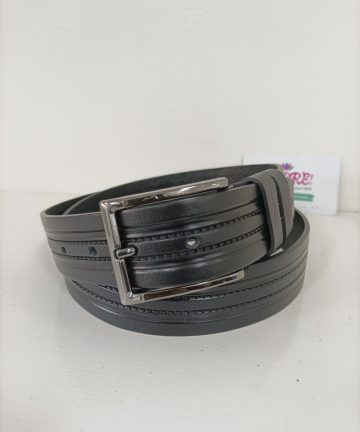 Black Middle Braided Leather Belt 1