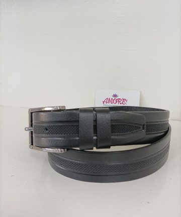Black Middle Braided Leather Belt 2