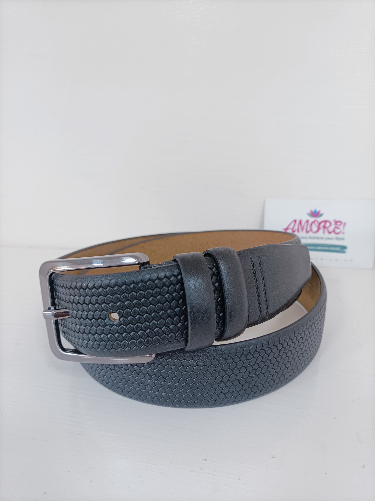 Black Weaved Leather Belt 2