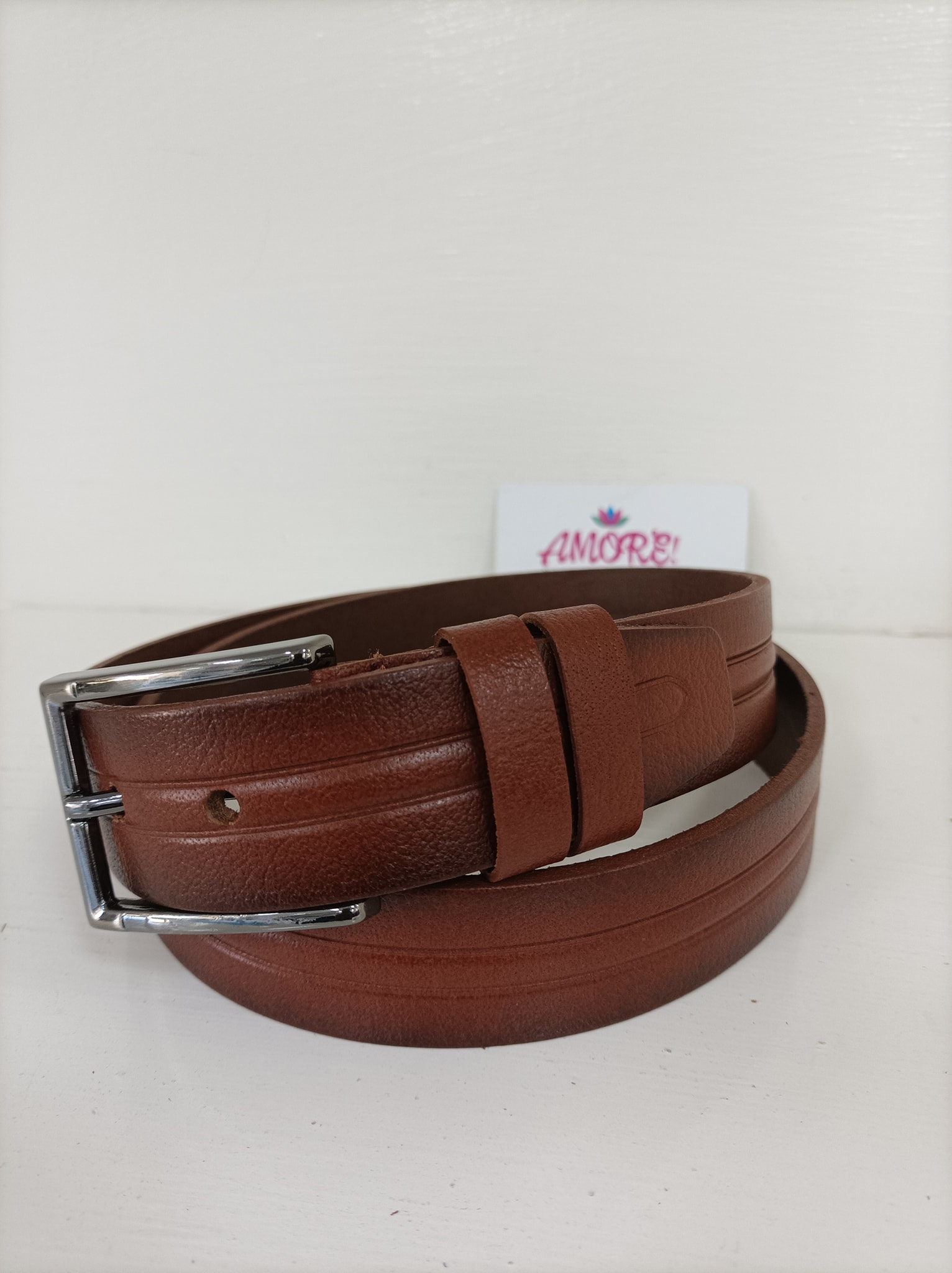 Brown Middle Braided Leather Belt 1