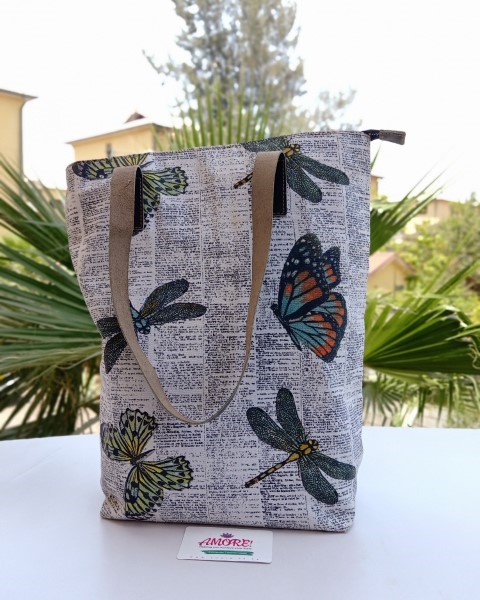 Butterfly print canvas bag