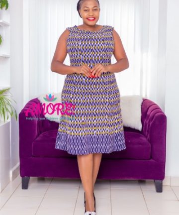 Navy Yellow Patterned Dress