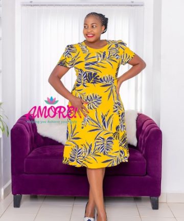 Yellow Palm Tree Flowered Dress