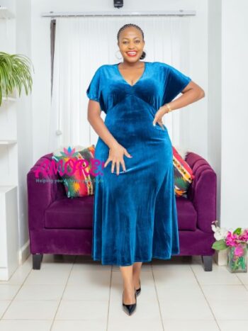 Blue velvet dress