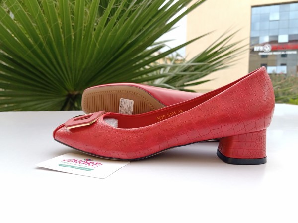 Red chunky heel