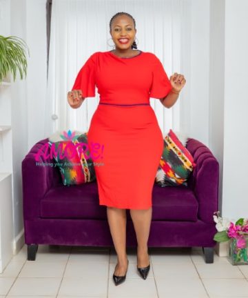 Red dress with black waist